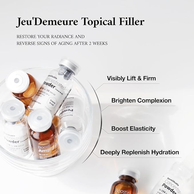 JEU'DEMEURE Collagen, Peptide, Hyaluronic Acid Serum, Face Lift with DermiShuttle, Korean Serum for Anti-Aging, Microneedling, Skin-Firming, Brightening, Hydrating for Face (without microneedle)