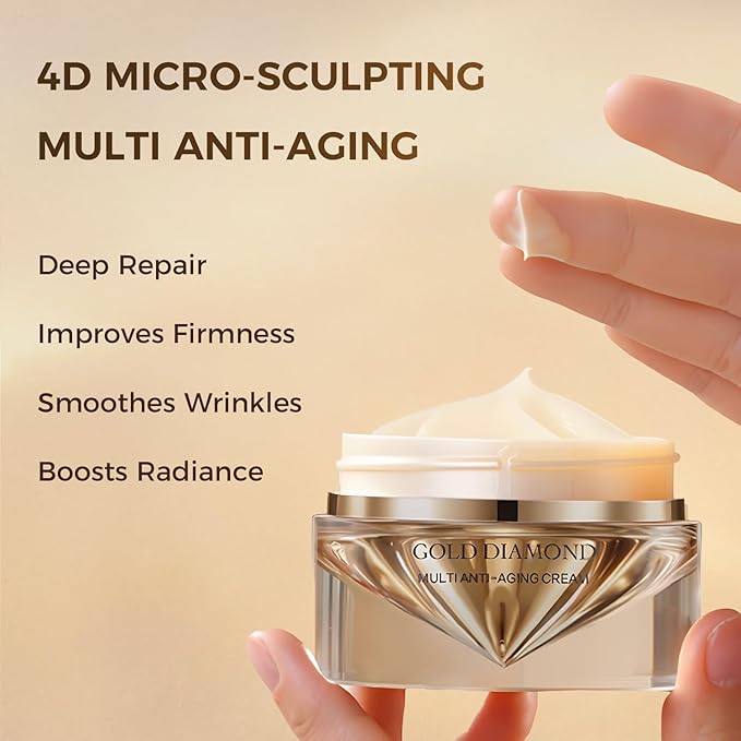Gold Diamond Multi Anti-aging Cream (55g/1.94oz) - Super Multi-Corrective, Sculpting, Firming, Tightening, Anti-Wrinkle, Moisturizing Night Cream with Tri-peptide, Hyaluronic Acid