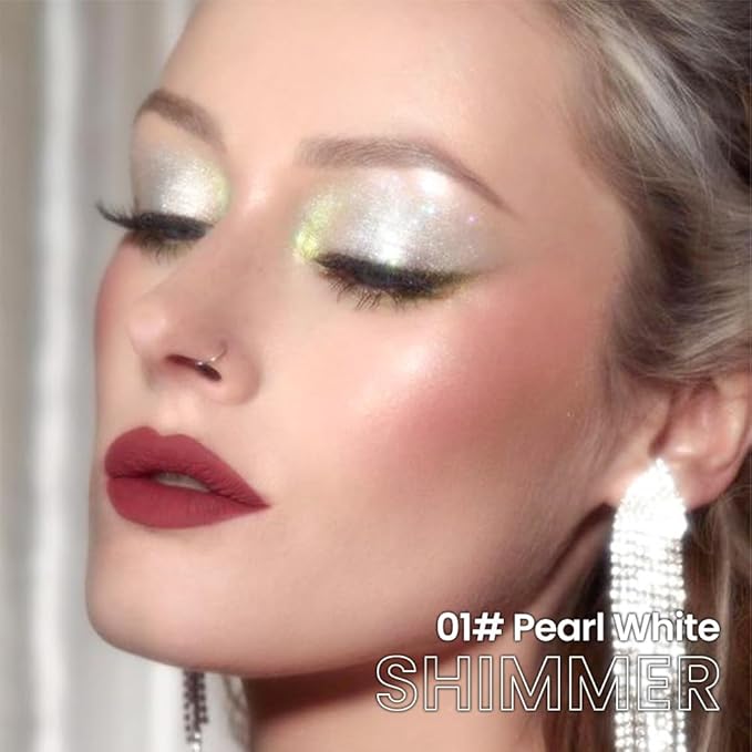 evpct Pearl White Shimmer Cream Eye Shadow Brightener Sticks Set for Eyes, White Shimmery Matte Pencil Eye shadow Applicator Stick Pen Palette Makeup Waterproof sombras en crema para ojos 01#