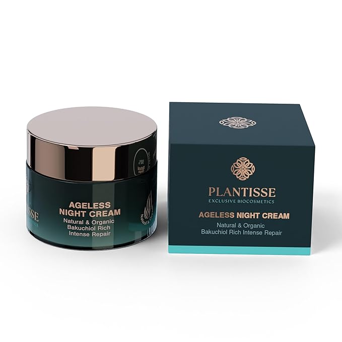 AGELESS NIGHT CREAM: Anti Aging Face Cream, Creme Riche, Hyaluronic Acid, Bakuchiol Retinol Alternative, Matrixyl 3000, Squalane, High And Low Molecular Weight Hyaluronic Acid.