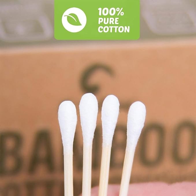 Bamboo Cotton Swabs 500 Count | Eco-Friendly & Pure Cotton Buds | Double Tipped Sticks | 100% Plant-Based & Natural | Perfect for Makeup & Nail Applications, Arts & Crafts, Removing Dust & Dirt…