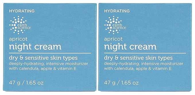 EARTH SCIENCE - Apricot Night Cream with Hydrating Apricot and Vitamin E for Dry Skin (2pk, 1.65 oz)