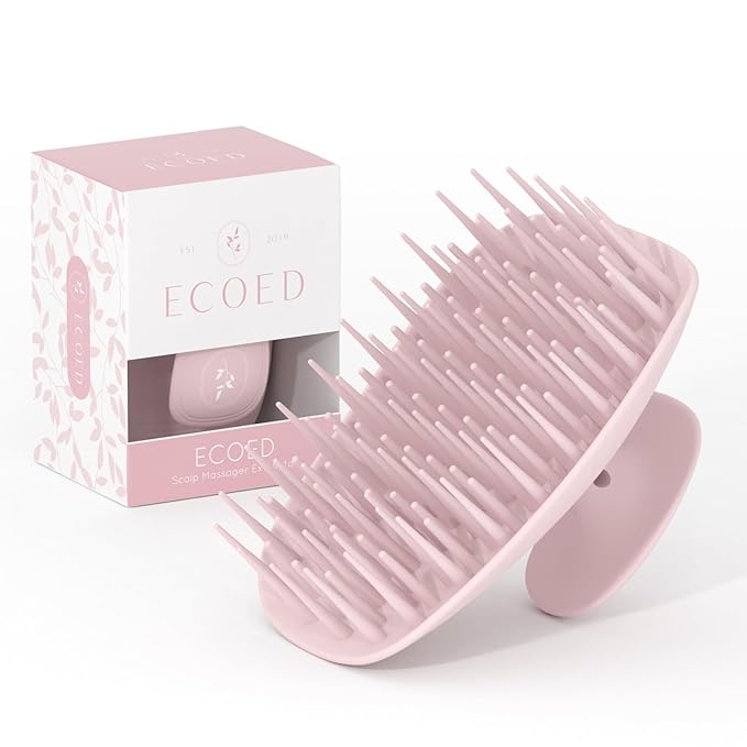 Scalp Massager Shampoo Brush, Scalp Scrubber & Exfoliator for Dandruff Removal, Wet & Dry and Detangler for Men and Women, Suitable for Short Medium Hair (Pink)