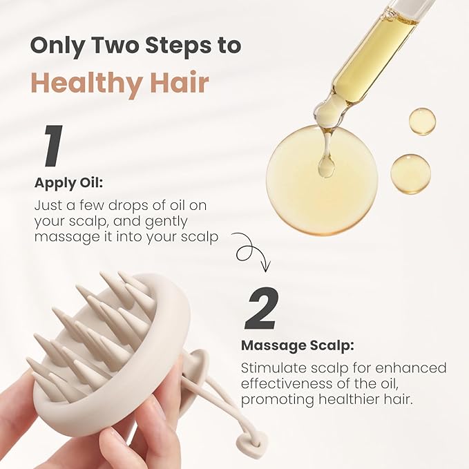 AIMIKE Scalp Massager Shampoo Brush, 100% Soft Silicone Scalp Scrubber, Scalp Exfoliator Brush for Dandruff Removal, Scalp Massager for Hair Growth, Wet Dry Hair Massager Shampoo Brush, Oatmeal
