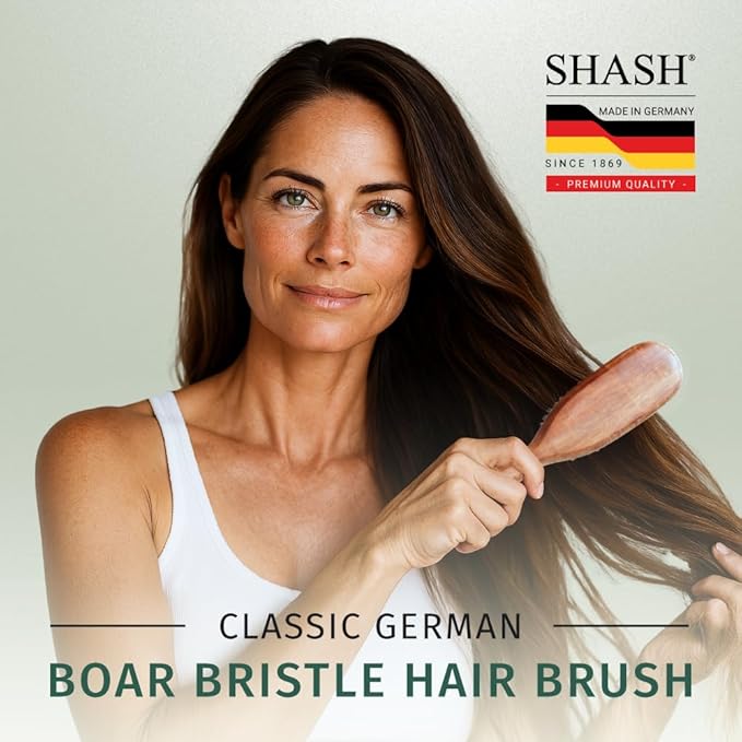 Classic German First Cut 100% Boar Bristle Hair Brush Since 1869 - Conditions Hair, Improves Texture, Exfoliates Scalp