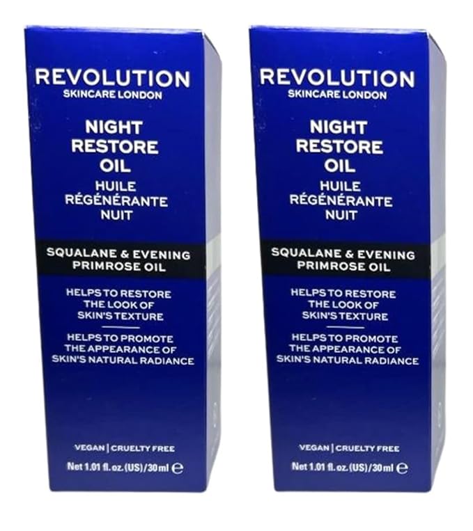 Pack of 2 Skincare Revolution Beauty Night Restore Oil, Squalane & Evening Primrose Oil