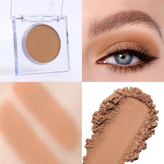 Monochrome Pressed Eyeshadow, Waterproof Neutral Powde Mini Eyeshadow, sombras para ojos, Talc, Paraben & Cruelty Free (H08#Matte Brown)