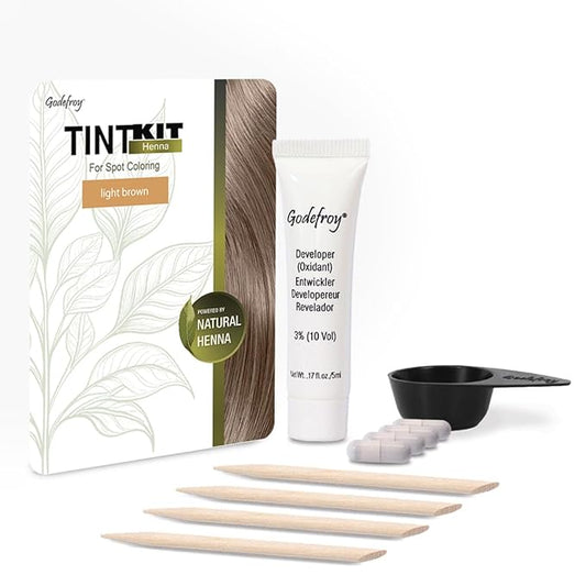 Godefroy Powered by Henna - Tint Kit 4 Applications | Light Brown | Spot Hair Color Powered by Natural Henna