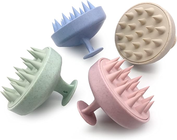 Shampoo Massager Brush, Silicone Scalp Cleanser and Head Scrubber Round Brush for Shower and Hair Care (Blue)