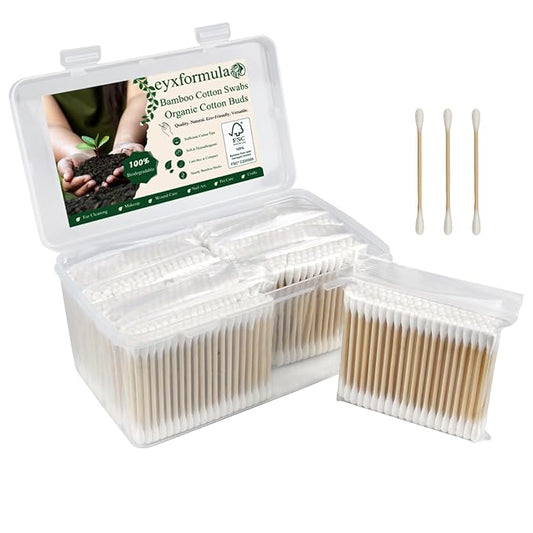 800 Count Bamboo Cotton Swabs - Natural Organic Cotton Buds with Double Tips, Hypoallergenic, Biodegradable Swabs for Ear Cleaning, Beauty & Personal Care, Makeup, Pet Care, Crafts