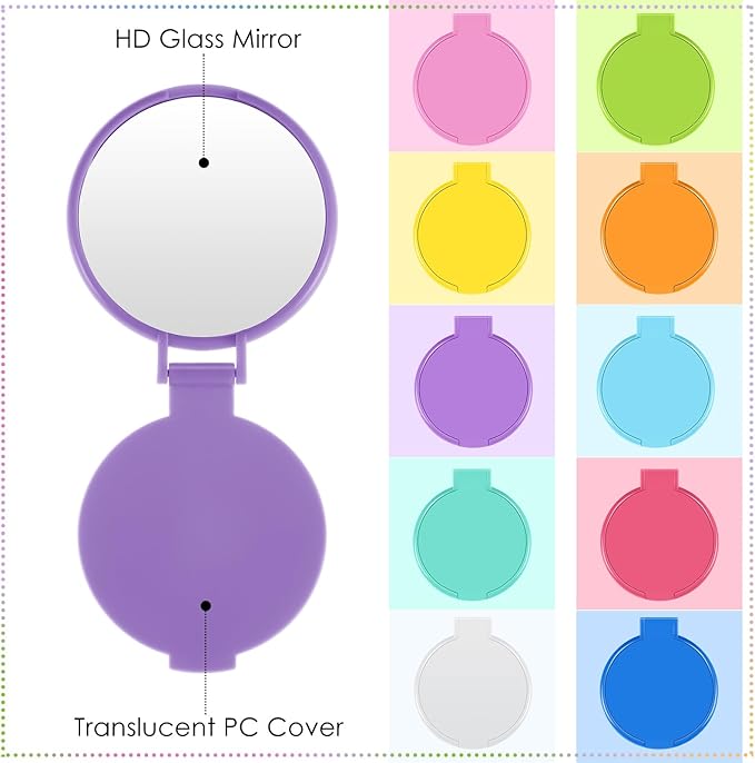 Juexica 180 Pcs Compact Mirror Bulk for Women Mini Folding Mirror Portable Pocket Makeup Round Small Vintage Travel for Cosmetic Purse Bag Gifts Mom Daily Use (Vivid Colors)