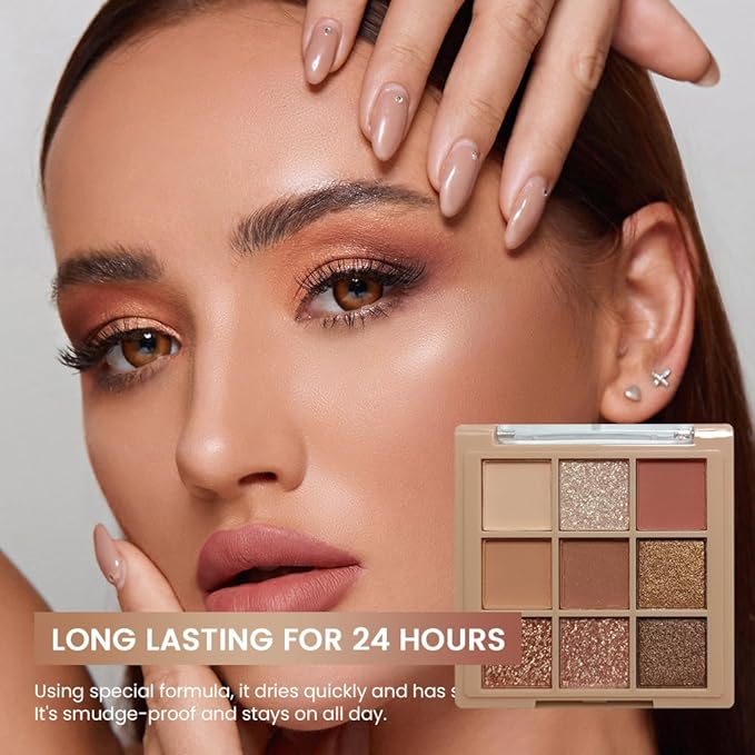 Eyeshadow Palette Makeup- 9 Colors Naked Pink Eyeshadow Palette Matte Shimmer Korean Natural Eye Shadow palettes Highly Pigmented Naturing-Looking Long Lasting (10#)