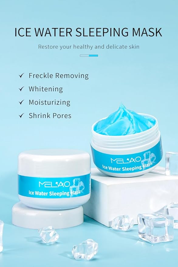 Ice Water Sleeping Mask with Coconut Oil & Dandlion Leaf Oil - Brighten and moisturizes facial skin, Boost Hydration, Squalane