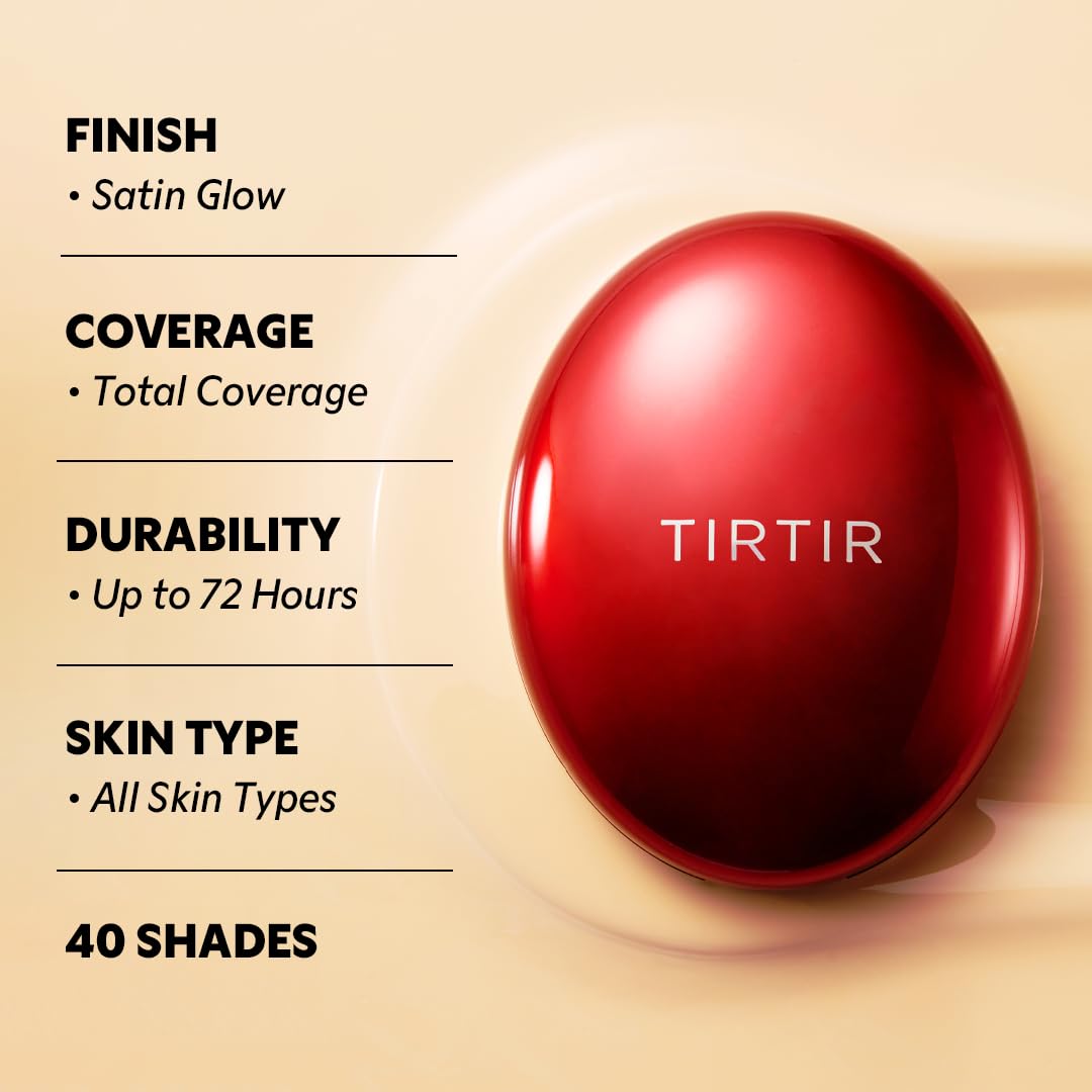 [*Mini Size*] TIRTIR Mask Fit Red Cushion Foundation | Full coverage, Weightless, Skin fit, Satin Glow Finish, Korean Makeup, beauty, Tattoo cover up, Buildable (#30N Rich Honey, 0.15 Fl Oz)