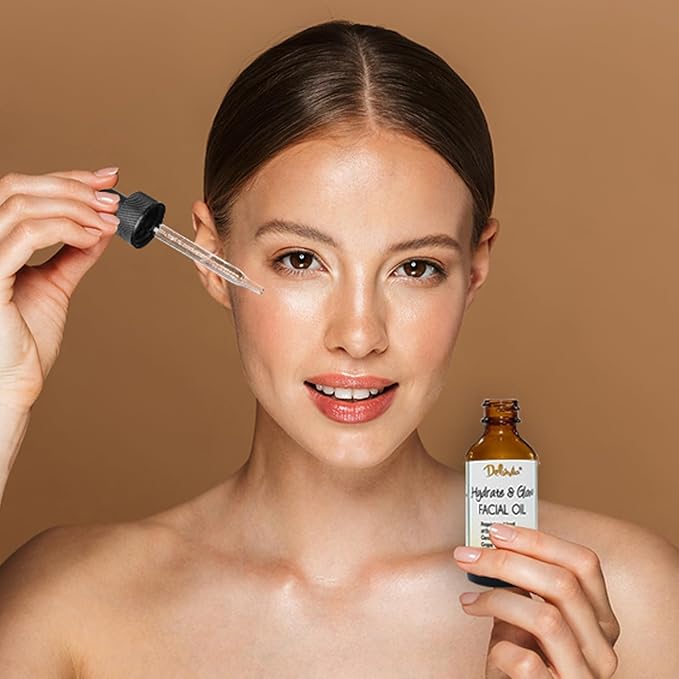 Deluvia Hydrate & Glow Facial Oil, Essential Oils for Dry Skin, Good for Sensitive Skin, Deep Moisturizer, Skin Care by Deluvia