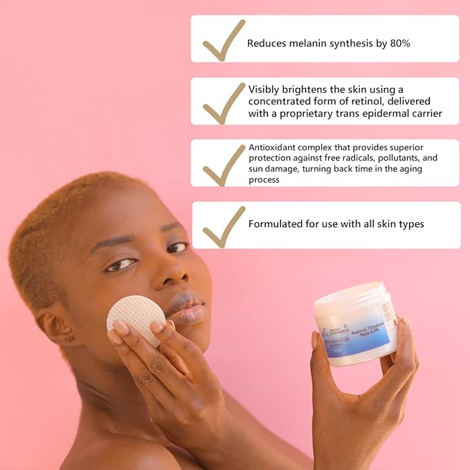 Retinol 0.5% Timeless Pads for Face - Pack of 60 Face Pads – Vitamin C, E Face Pads – Advanced Brightening & Anti-Aging Pads - Reductions in Fine Lines, Wrinkles, & Uneven Skin Tone