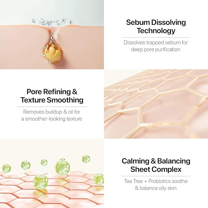 Trouble Patch Mask | Full-Face Hydrocolloid Acne Mask with Skin-Balancing Reset Care & Tea Tree Biome for Acne-Prone Skin | Korean Face Mask (20ml x 4)