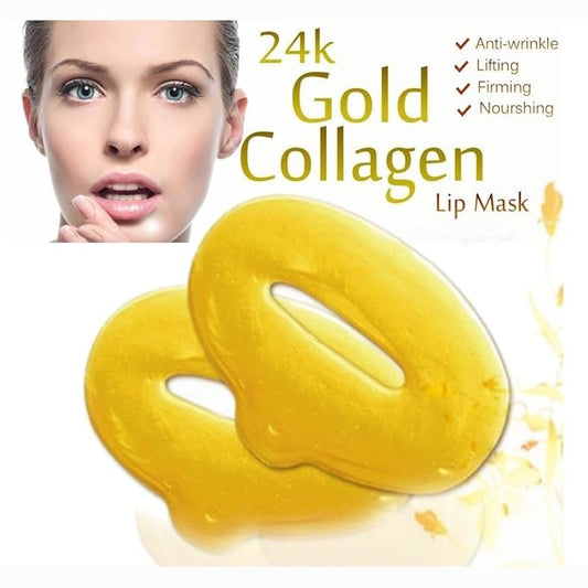 5 Masks 24K Gold Collagen Lip Treatment Mask Patches. Plumper Fuller Softer Lips. Anti Aging Reduce Fine Line Wrinkles Creases Hydrating Moisturizing Uplifting Tone Firmer Smooth Lips Regeneration.