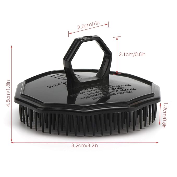 Scalp Massage Shampoo Brush, Segbeauty 4pcs Massage Hair Brushes Floriated Shower Comb for Deep Cleaning Hair Men's Hand Brush Growth Beard Brush Pet Grooming Brushes (Black(Ringed Handle))