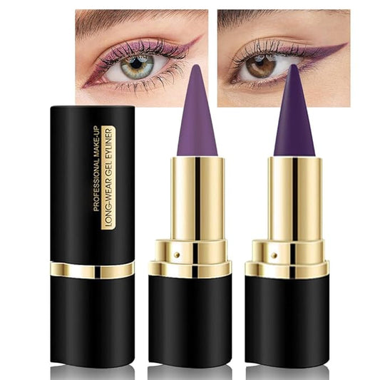 Kaely 2Pcs Light Dark Purple Gel Eyeliner Pencil, Color Colored Violet Eye Liner Waterproof Smudge Proof, Gothic Halloween Makeup, Face Paint Eye Black Stick, delineadores de colores para ojos
