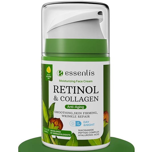 Retinol Cream for Day and Night, Anti Aging Face Moisturizer 1.7 Fl Oz, Collagen and Peptides Formula for All Skin Types
