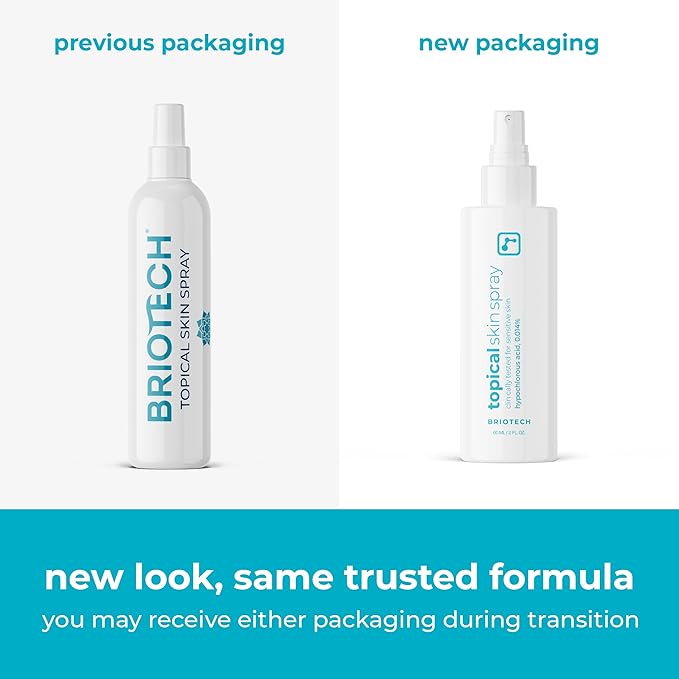 BRIOTECH Topical Skin Spray, Hypochlorous Acid Spray for Sensitive Skin, HOCl Facial Mist, Full Body Support Against Irritation, Calm Redness, Soothe Foot & Scalp, Travel Size 2 oz