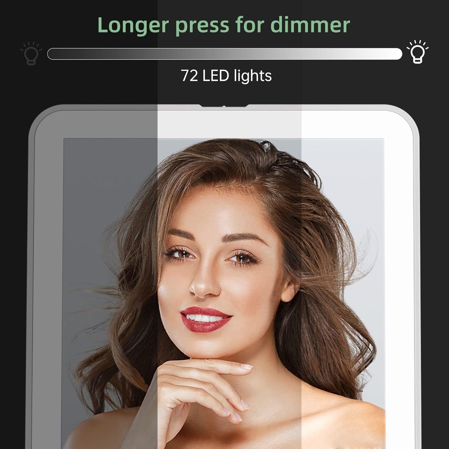 FUNTOUCH Rechargeable Portable Makeup Mirror with 72 LED Lights, Travel Lighted 1X/5X Magnification, 3 Color Lighting,Dimmable Touch Screen, Tabletop Folding Cosmetic Lights