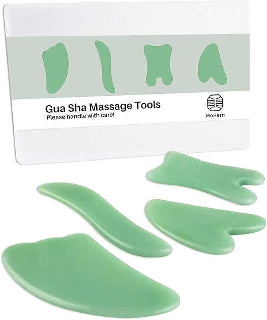 MoHern Gua Sha Massage Tools, 4 Pcs Multi-Shaped Gua Sha Tools for Face & Body