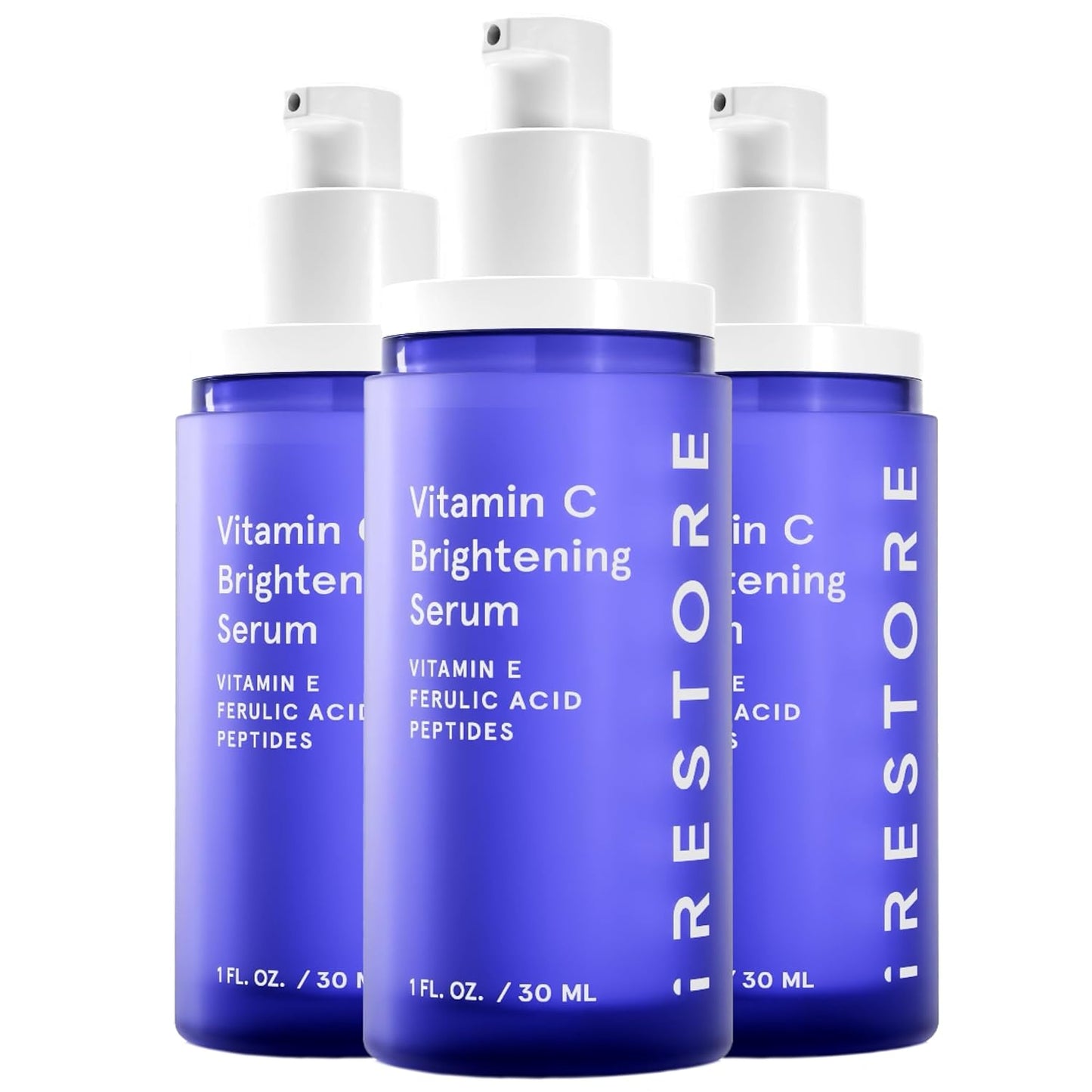 iRestore Vitamin C Brightening Serum – Anti Aging Face Serum with 15% Ascorbic Acid, Vitamin E, Ferulic Acid, Peptide Complex & Hyaluronic Acid (Pack of 3)