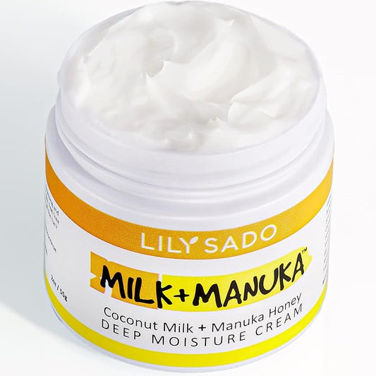 LILY SADO MILK+MANUKA™ Coconut Milk and Manuka Honey Natural Face Moisturizer - Non Greasy Organic Facial Cream with Cocoa Butter and Gotu Kola - Amazing Anti-aging Formula