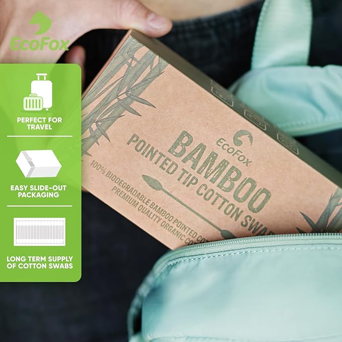 Precision Tip Bamboo Cotton Swabs 500 Count | Eco-Friendly & Pure Cotton Buds | Double Tipped Sticks | 100% Plant-Based & Natural | Perfect for Nails & Makeup, Fine Cleaning, Arts & Crafts