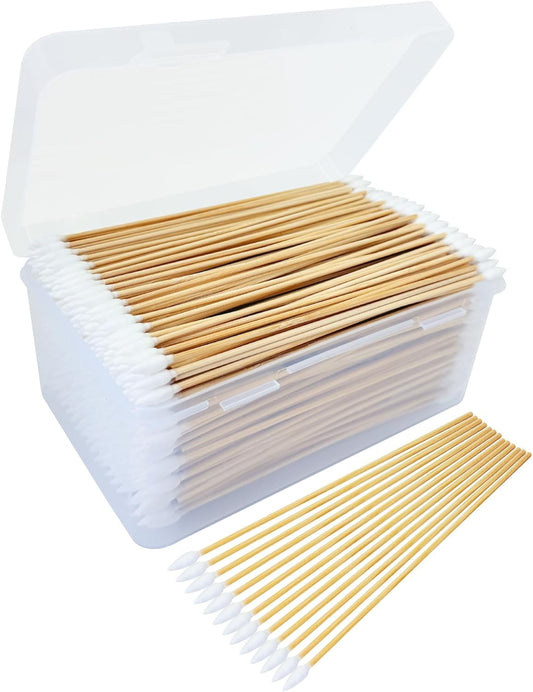 600/500/400 PCS Gun Cleaning Swabs - 6" Lint-Free Long Cotton Swabs Bamboo Handle, Precision Firearm Maintenance Kit Electronics Instruments, Professional Supplies with Reusable Storage Case