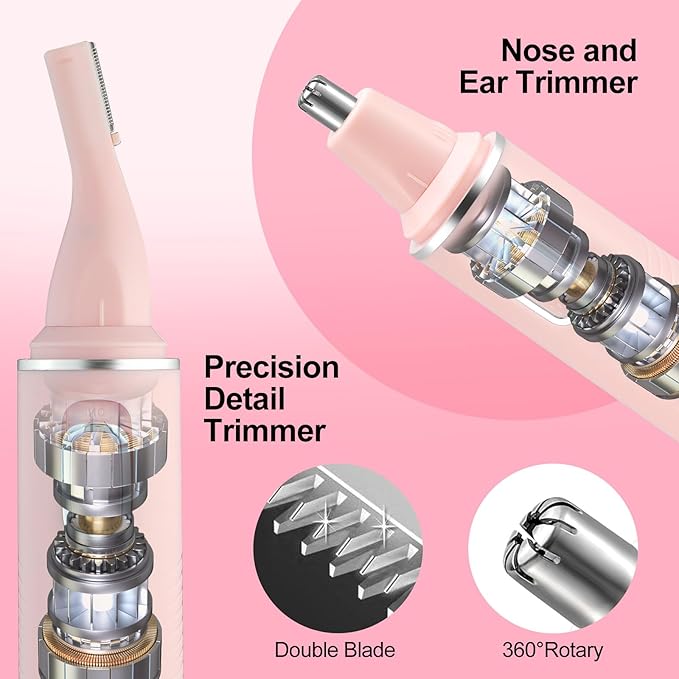 AREYZIN Nose Hair Trimmer for Women & Eyebrow Trimmer-2024 Professional Painless Ear and Nose Trimmer Nasal Hair Clipper, Powerful Motor, Easy to Clean, Dual Edge Blades