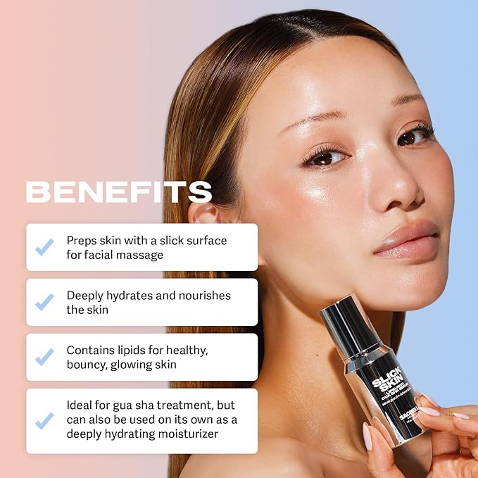 Sacheu Slick Skin Gua Sha Oil — Moisturizing and Anti Aging Squalane Oil for Face and Body Massage, Moisturizing and Hydrating Facial Serum with Essential Lipids — Vegan & Fragrance Free Face, 30 ml