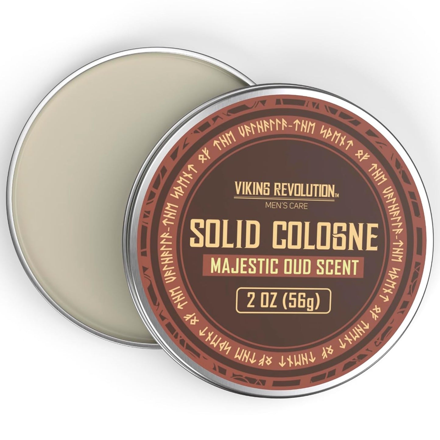 Viking Revolution Majestic Oud Solid Cologne for Men 2 Oz - Perfume Balm Travel Wax (1 Pack)