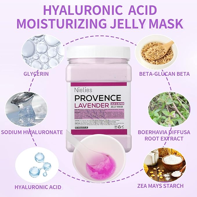 Lavender + Chamomile Patel Jelly Mask, Facial Skin Care- Collagen Peel-Off Jelly Mask Set For Facials, Face Mask For Instant Hydration, Vegan Peel Off Face Mask, For Anti-Aging