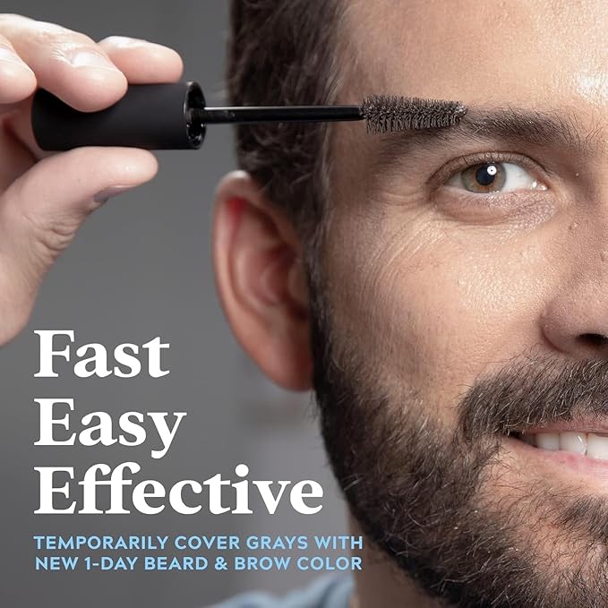 Just for Men 1-Day Beard & Brow Color, Temporary Color for Beard and Eyebrows, For a Fuller, Well-Defined Look, Up to 30 Applications, Medium Brown, Ships in Eco-Friendly Packaging (Pack of 3)