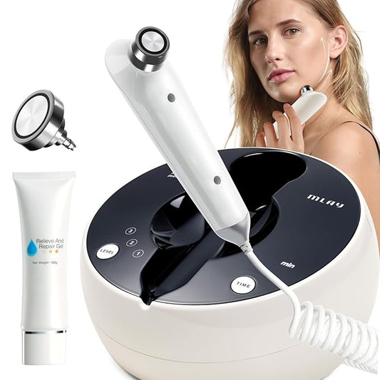 MLAY Professional RF Beauty Machine, Radio Frequency Face Machine with 2 Probes, at Home Radio Frequency Skin Tightening for Lifting, Wrinkle Reducing, Anti Aging - Salon Effects（Gel Included）