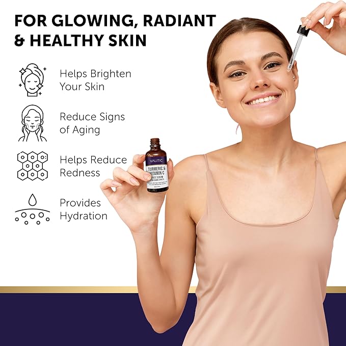 VALITIC Vitamin C Serum - Anti Aging and Dark Spot Remover for Face, Skin Care with Niacinamide, Hyaluronic Acid, Collagen, Kojic Acid, Turmeric - Brightening Face Serum 1 fl oz