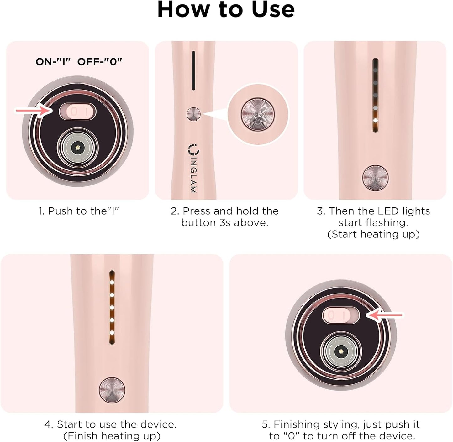 IG INGLAM 3 in 1 Cordless Detachable Hair Styling Set with 1'' Flat Iron, 1.25" Curling Wand, 1.5" Thermal Brush, Rechargeable Portable for Travel, Gift for Women