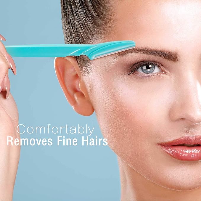 Boao 24 Pcs Eyebrow Razor Face Dermaplane Razor for Women and Men Fuzz Face Shaver Colorful Facial Shaper Trimmer with Precision Cover Dermaplaning Blades Tool for Peach