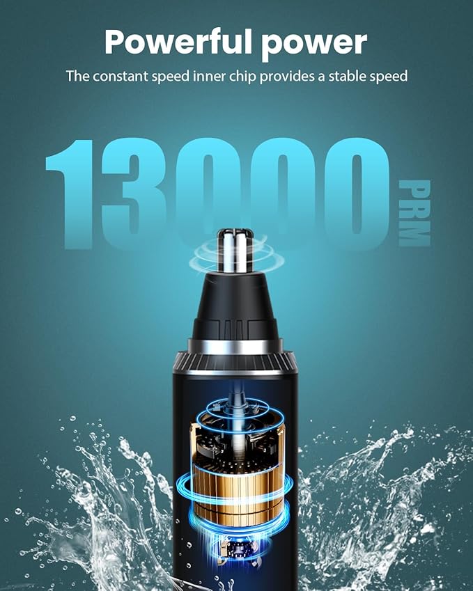 Ear & Nose Hair Trimmer with LED Display for Men Women,Painless USB Rechargeable Eyebrow & Facial & Nose Hair Trimmer Clipper,Professional IPX7 Waterproof Dual Edge Blades 12500 RPM (Black)