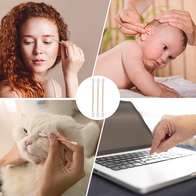 300 Pcs Cotton Swabs Set For Pet Owners, 100 Pcs 6 Inch Long Cotton Swabs & 200 Pcs Cotton Swabs, Pet Supplies For Dogs Cats, Eyes Ears & Nose Cleaning Solution