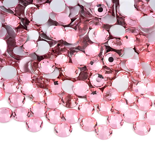 Flatback Rhinestones Round Gems for Nails Art and Crafts 4000Pcs SS12 3mm Glitter Crystals Stone DIY Bags Clothes Shoes (Pink)
