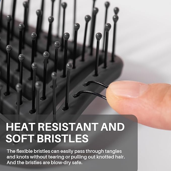 RHOS Curved Vented Detangling Hair Brush for Men, Faster Blow Drying/Styling,Paddle Vent Detangler Brush for Short,Thin,Bangs,Wet&Dry Hair(Gray)