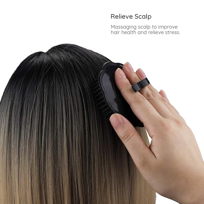 Segbeauty 2pcs Scalp Massage Shampoo Brush, Massage Hair Brush Floriated Shower Comb for Deep Cleaning Hair Men’s Hand Brush Growth Beard Brush Pet Grooming Brushes (Black)