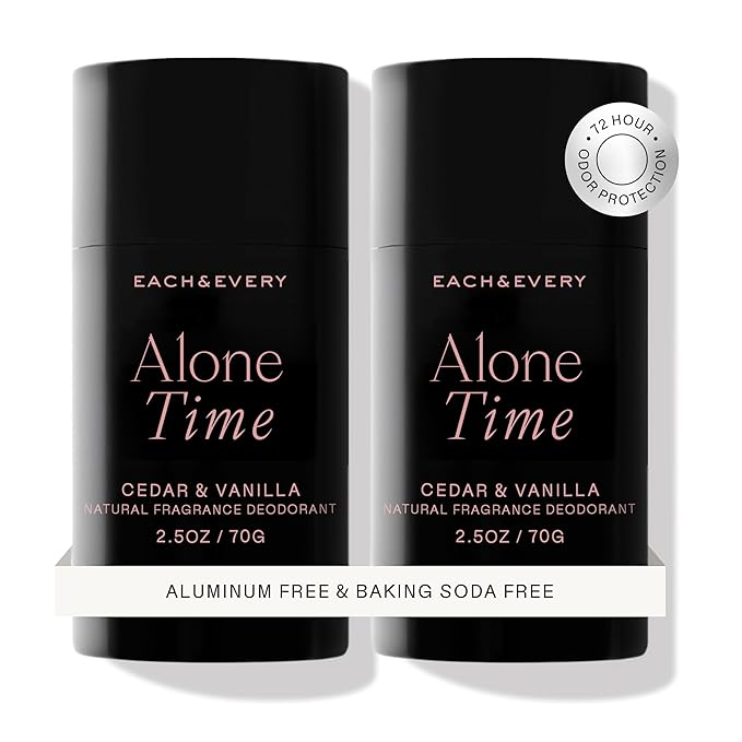 Each & Every Aluminum Free Deodorant for Men & Women, Cedar & Vanilla - All Natural Deodorant for Sensitive Skin, EWG Verified - Clean, Baking Soda Free, Plant-Based Fragrance - 2.5oz, 2 Pack