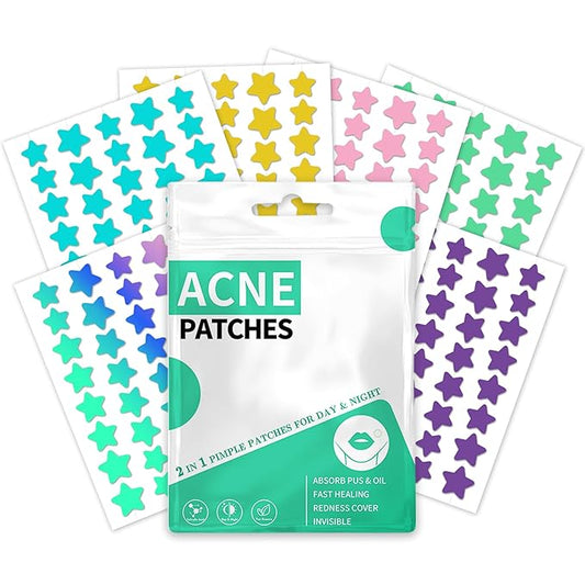 Star Pimple Patches For Face 240 Counts Hydrocolloid Acne Patches with Tea Tree Oil Blemish Zit Patches For Face 3 Sizes Acne Patch Acne Dots Patches 6 colors Pink Yellow Blue Star Pimple Patches