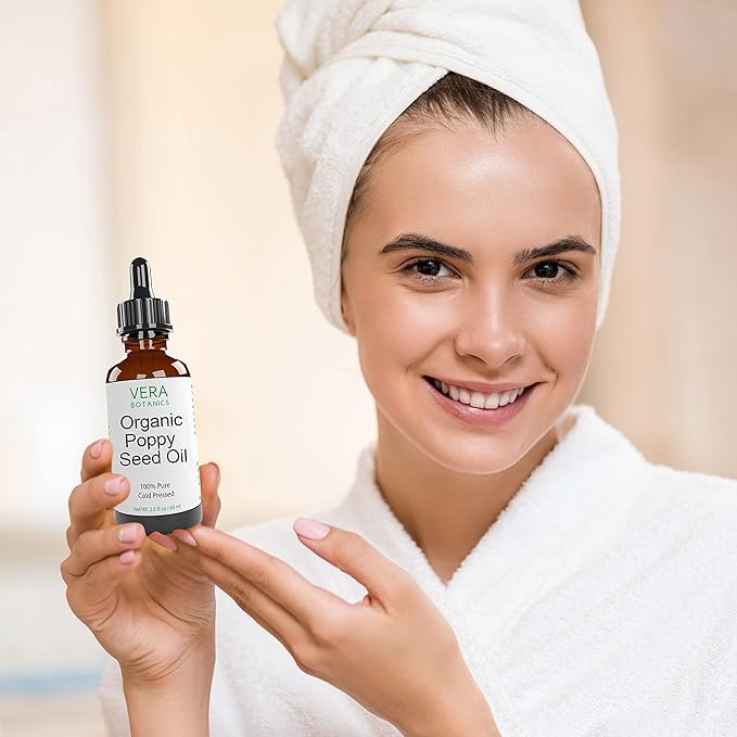 ORGANIC POPPY SEED OIL 100% Pure & Natural, Unrefined, Cold-Pressed For Face, Dry Skin, Nails, Lips, Body & Hair - Reduce Hair Breakage