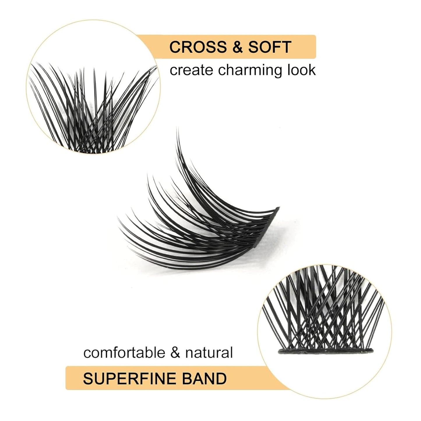 QUEWEL Lash Clusters 72 Pcs Wide Stem Individual Lashes C/D Curl 8-16mm Length DIY Eyelash Extension False Eyelashes Soft for Personal Makeup Use at Home (H03-C-12)